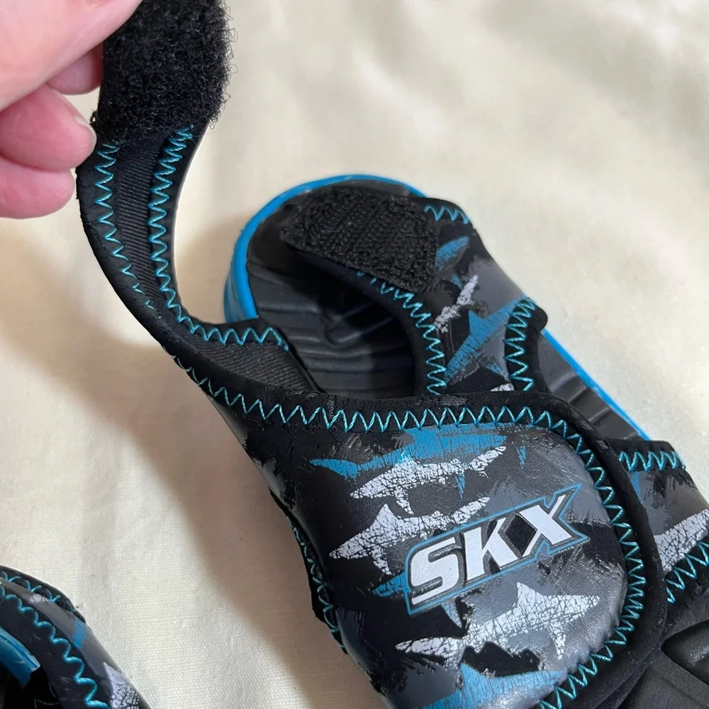 Skechers SKX Black and Blue Kids Sandals